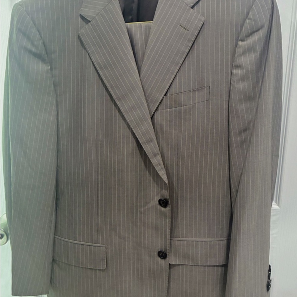Corneliani Mantua Italian Virgin Wool Pinstripe Suit 54R / 44R